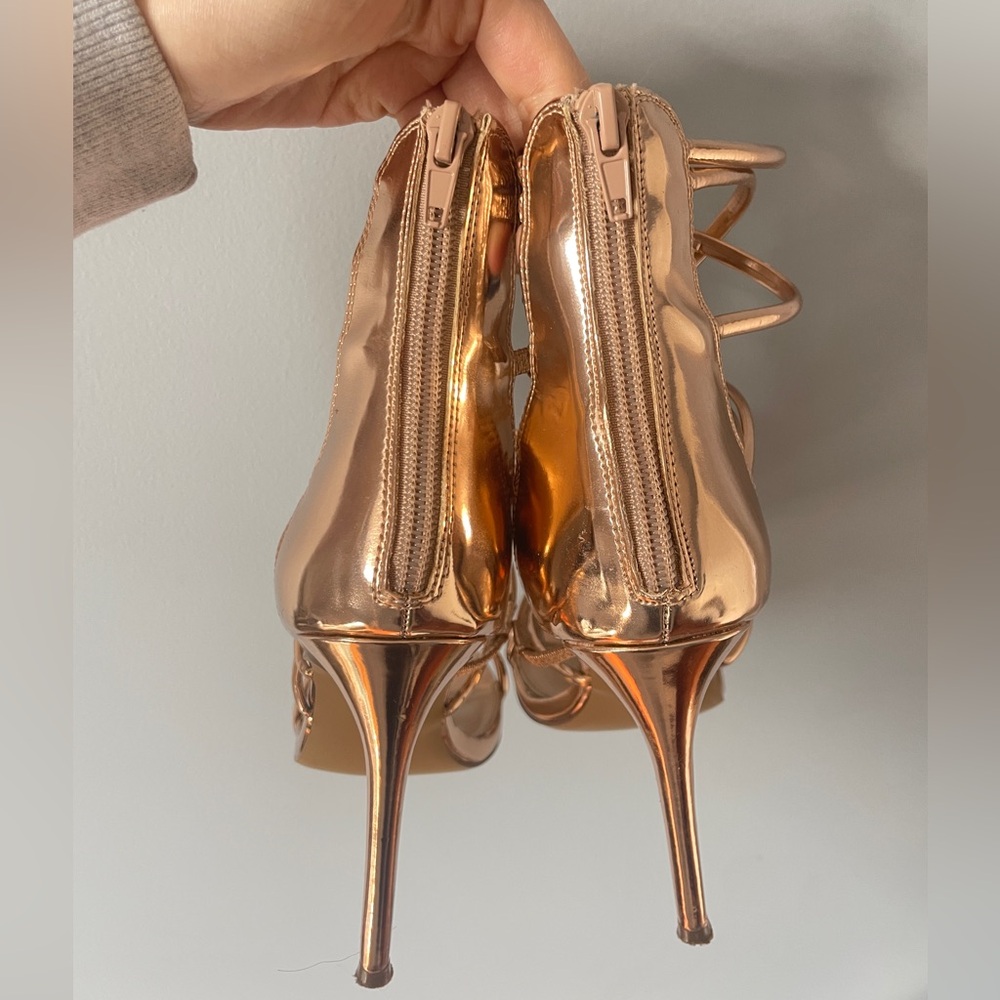 Steve Madden Rose Gold Strappy High Heel Sandals - Picture 4 of 5